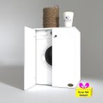 Kenzlife Tatyana Beyaz 90x70x60 cm Banyo Ofis Arkalıksız Kapaklı Çamaşır Makinesi Dolabı