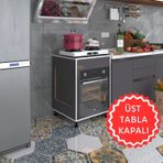 Kenzlife Tilkowski3 Gri 85*60*56 Fırın Ocak Dolabı Ayarlı Ayaklı Üstü Kapalı Standart Ankastre Modülü Kabini
