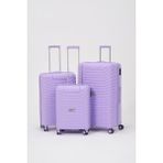 Keo-Plus 3'lü Set Silikon Kırılmaz Pp Valiz (Kabin+Orta+Büyük) - Lila