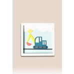 Kepçe Makinası Temalı Katmanlı Mdf - Çocuk ve Bebek Odası Duvar Tablosu 33x33x2.5 Cm