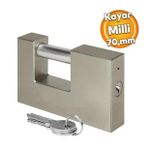 Kepenk Isyeri Kapisi Kilidi Yassi Kayar Milli Saten Asma Kilit Kapi Emniyet 70 Mm 3 Anahtarli Metal