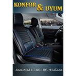 Kepmorpho kia Capital Lüx Deri Oto Koltuk Kılıfı Ön Arka Takım Elit Serisi Siyah Mavi - Siyah - Mavi