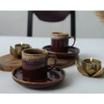 Keramika 2 Kişilik Kahve Fincan Takımı 4 Parça Reaktif Shızen - Bordo