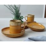 Keramika 2 Kişilik Kahve Fincan Takımı 4 Parça Reaktif Shızen - Sarı