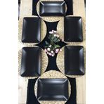 Keramika 6 Adet 31x21 cm Mat Siyah Kayık Servis Tabağı