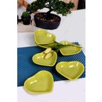 Keramika 6'lı 14 cm Yesıl Kalp Cerezlık