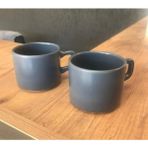Keramika 8 cm Stackable Çay Fincanı Mat Mavi 2'li