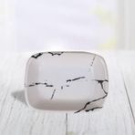 Keramika Beyaz Mermer Desen Dikdörtgen Kayık 13 cm Tabak