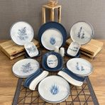 Keramika Blue Magic 19 Parça Kahvaltı Takımı 6 Kişilik Mavi - Beyaz Desenli Seramik Set