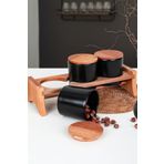 Keramika Ege Ahşap Standlı Mat Siyah 10 cm 4 Parça Saklama Kabı