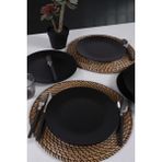 Keramika Ege Desenli Mat Siyah 25 cm Seramik Servis Tabağı 6'lı Şık Sofra Takımı