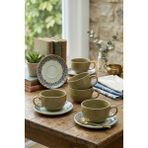 Keramika Emerald Çay-Kahve-Cappucino 6 Kişilik 12 Parça Fincan Seti - Renkli