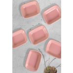 Keramika Mat Açık Pembe Dikdörtgen Çerezlik Kayık 13 Cm 6 Adet