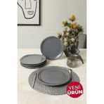 Keramika Mat Gri Bloom Pasta Tabağı 24 cm 6 Adet 959