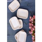 Keramika Mat Kırık Beyaz Çerezlik Kayık Dikdörtgen 11 CM 6 Adet