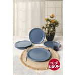 Keramika Mat Mavi Bloom Pasta Tabağı 24 cm 6 Adet 399