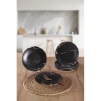 Keramika Mat Siyah Mermer Desenli 20cm Pasta Tabağı