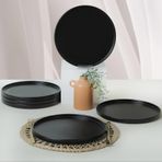 Keramika Mat Siyah Stackable Servis Tabağı 27 Cm 6 Adet 956