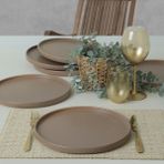 Keramika Mat Toprak Taupe Stackable Servis Tabağı 27 cm 6 Adet 977 - Renkli