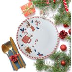 Keramika New Year Sevimli Noel Servis Tabağı 26 cm 21655 - Renkli