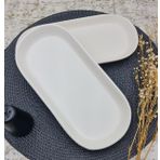 Keramika Noyan 26 Cm Mat Kırık Beyaz Kayık Tabak 2 li