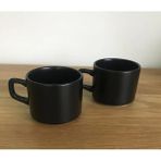 Keramika Siyah 8 cm 2'li Stackable Çay/Nescafe Fincanı