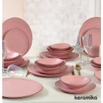 Keramika Stella Mat Pembe 24 Parça 6 Kişilik Yemek Takımı