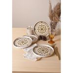 Keramika Timeless Brown Stackable Pasta Tabağı 21 cm 4 Adet 21972 - Krem