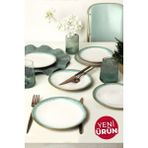 Keramika Turkuaz Wave Ege Pasta Tabağı 20 cm 6 Adet Q81 - Renkli
