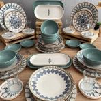 Keramika Yemek Takımı 6 Kişilik 44 Parça Yeşil Stoneware ile Şık Sunumlar İçin