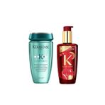 Kerastase Saç Bakım Seti, Resistance Bain Extentioniste Şampuan 250ml, Elixir Ultime L'Huile Original Yağı 100ml