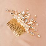 Kercisbeauty Bohemia Vintage İnci Saç Tarağı Düğün Kadın ve Kız Gelin Kristal Başlık (Altın)