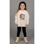 Kerimino Sevimli Kedili Tunik Sweatshirt & Fitilli Kadife Tayt ve Saç Bandı 3'lü Kız Çocuk Kışlık Takım