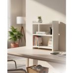 KermetHome Masa Üstü Kitaplık Rafı, Beyaz, Suntalam, 43,6 x 18 x 50 cm, Modern Stil, 2 Raflı Mini Dolap