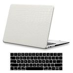 KEROM MacBook Air 13,6 inç Kılıf 2022 M2 Model A2681 ile uyumlu, Sıvı Retina Ekran ve Dokunmatik Kimlik, Suni Timsah Derisi Sert Kabuk Kılıf ve Klavye Kapağı, Logo Kesimi Vardır, Beyaz