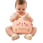 Keruidian Kişiselleştirilmiş İşlemeli Bebek Sırt Çantası,Toddler Mini Sırt Çantası Tasma,Okula Dönüş,Okul Öncesi Anaokulu Kitap Çantası,,, pembe tavşan, 24*21.5*11cm, Gündelik