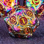 KERWELLSI Metal DND Zar Seti D & D, 7 Adet Doğa Üzüm Yaprak Zindanlar ve Ejderhalar Hediye Kutusu ile Rol Yapan Zarlar, Gökkuşağı Kırmızı Çokyüzlü El Yapımı RPG D ve D Oyun Zar D20 D12 D10 D8 D6 D4