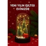 Kesene Yeni Yıl Ruhunu Yansıtan Led Işıklı 2 Li Yılbaşı Kar Efektli Çam Ağacı Hediye Paketi Temalı Fanus