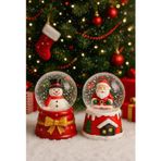 Kesene Yeni Yılın En Güzel Hediyesi Yılbaşı 2 Adet Led Işıklı 6,5 cm Noel Baba Kardan Adam Kar Küresi Seti