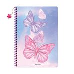Keskin A4 Kareli Charmlı Kelebek Defter - Pembe