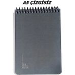 Keskin Color 14X20 cm A5 Çizgisiz 96 Yaprak Telli Sert Karton Kapak Defter The Notebook Gri Tek Ebat Orta Boy Spiralli Çizgisiz Not Defteri Sert A5 96 Yaprak