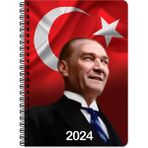 Keskin Color 2024 Atatürk Günlük Spiralli Ajanda Cumhurbaşkanı 17 x 24 CM