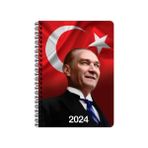Keskin Color 2024 Atatürk Günlük Spiralli Ajanda Cumhurbaşkanı 17X24 - Çok Renkli - Standart