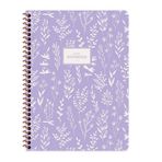 Keskin Color 384940-99 16.5x22.5 cm 80 Yaprak Düz Çizgisiz Spiralli Karton Kapak Pastel Flora 6'lı Not Defteri