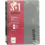 Keskin Color Asist 3+1 Ayraçlı Defter Pp Kapak 16.5x 22.5 cm 100 Yaprak ( 3 Kare+ 1 Çizgili ) - Gri