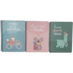 keskin color karton kapak spiralli hayvanlar defter 16,5x22,5cm 80 yaprak çizgili 386441-99 (karışık renk 1 adet) - Not Defteri