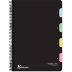 Keskin Color Premier Siyah Plastik Kapak 4 Bölmeli 120 Yaprak 17x24 cm Çizgili Spiralli Defter