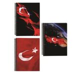 Keskin Color Sert Kapak Bayrak 17x24 120 Yp Çizgili Spiralli Defter