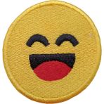 Keskin Nakış Ütü ile Yapışan Mutlu Emoji Yama Arma Patch 5cm - Sarı