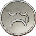Keskin Nakış Ütü İle Yapışan Reflektör (Fosforlu) Ağlayan Emoji Arma Yama Patch 5 Cm